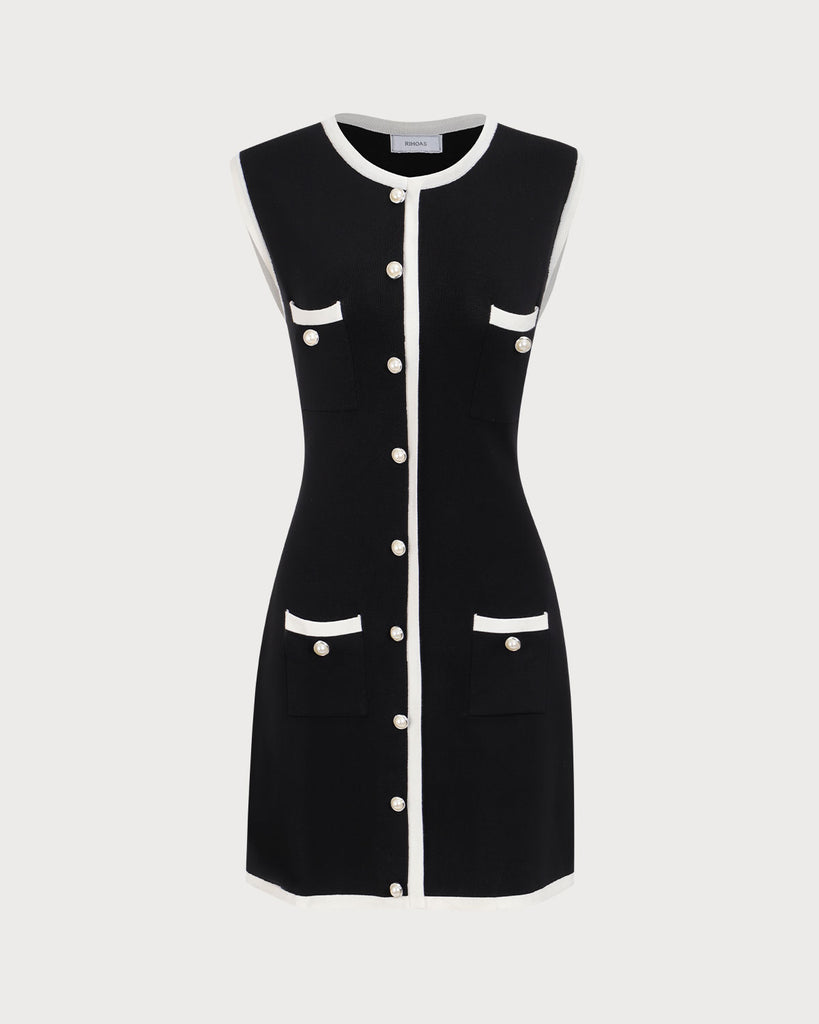 Women's Contrasting Ribbed Knit Mini Dress