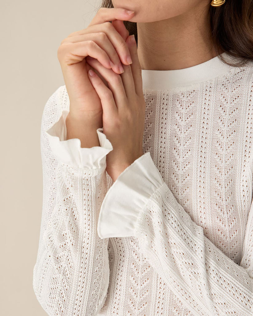 White See-Through Knit Tee