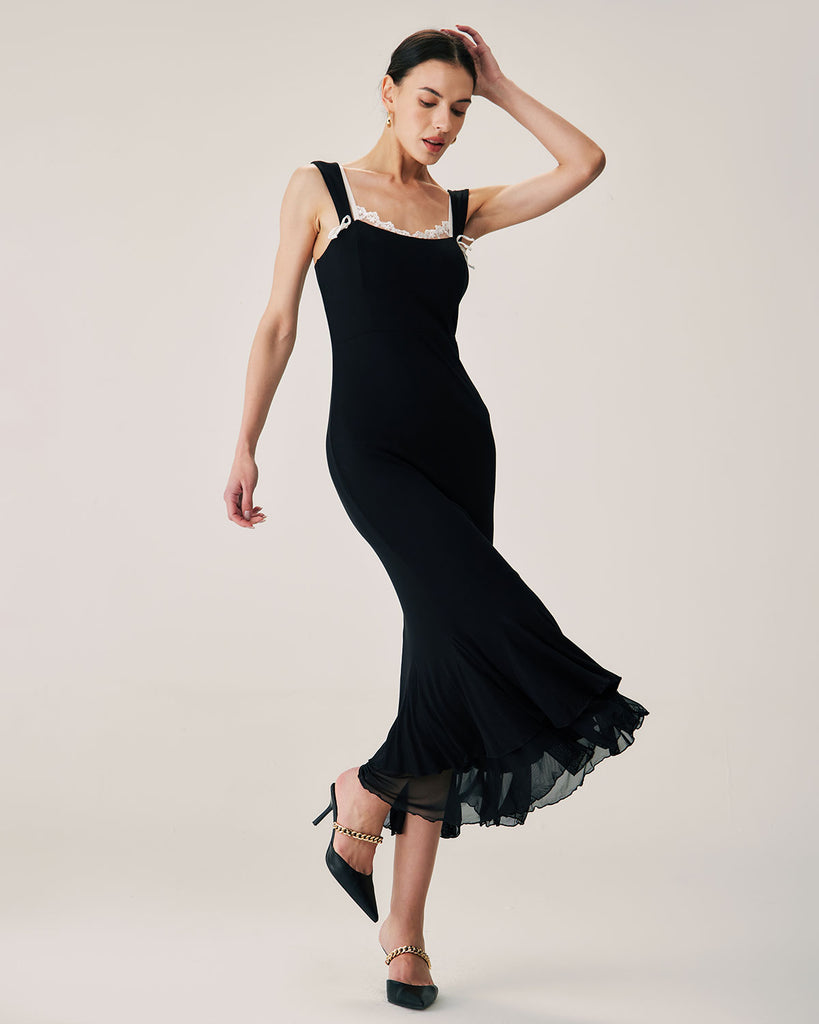 Black Bodycon Slip Maxi Dress