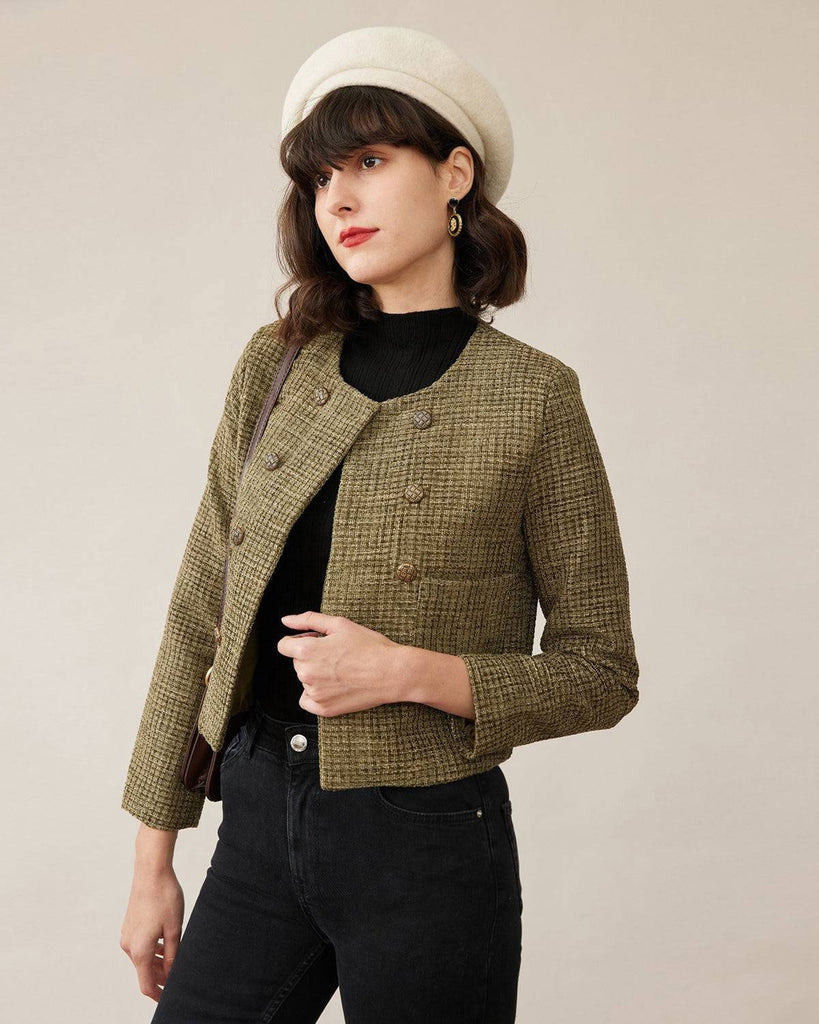 The Vintage Solid Tweed Coat - RIHOAS