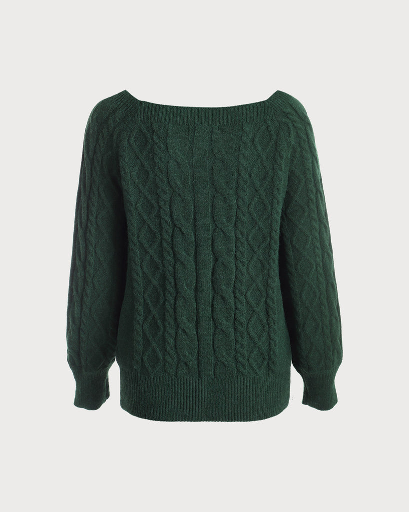 The Green Romance Cable Knit Crew Sweater