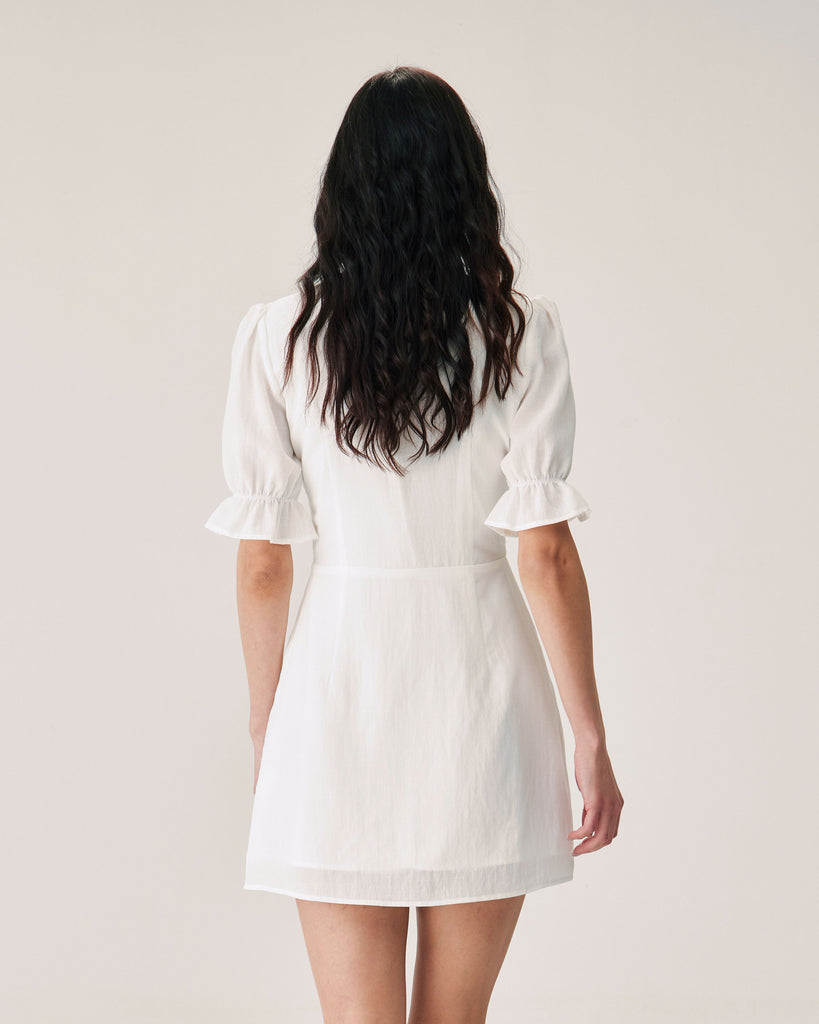 White Lace Splicing Mini Dress