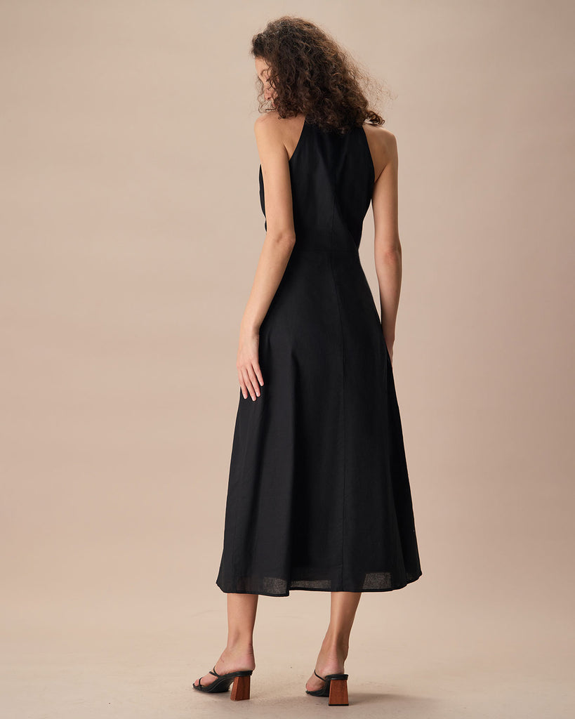 The Black Frill Trim Maxi Dress Dresses - RIHOAS