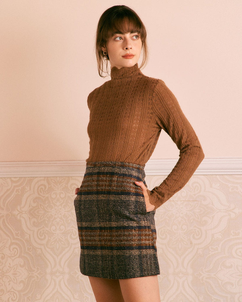 The Brown Striped Mini Skirt Bottoms - RIHOAS