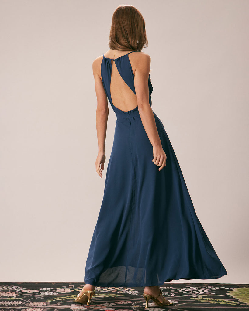 The Cowl Neck Cutout Back Dress Dresses - RIHOAS