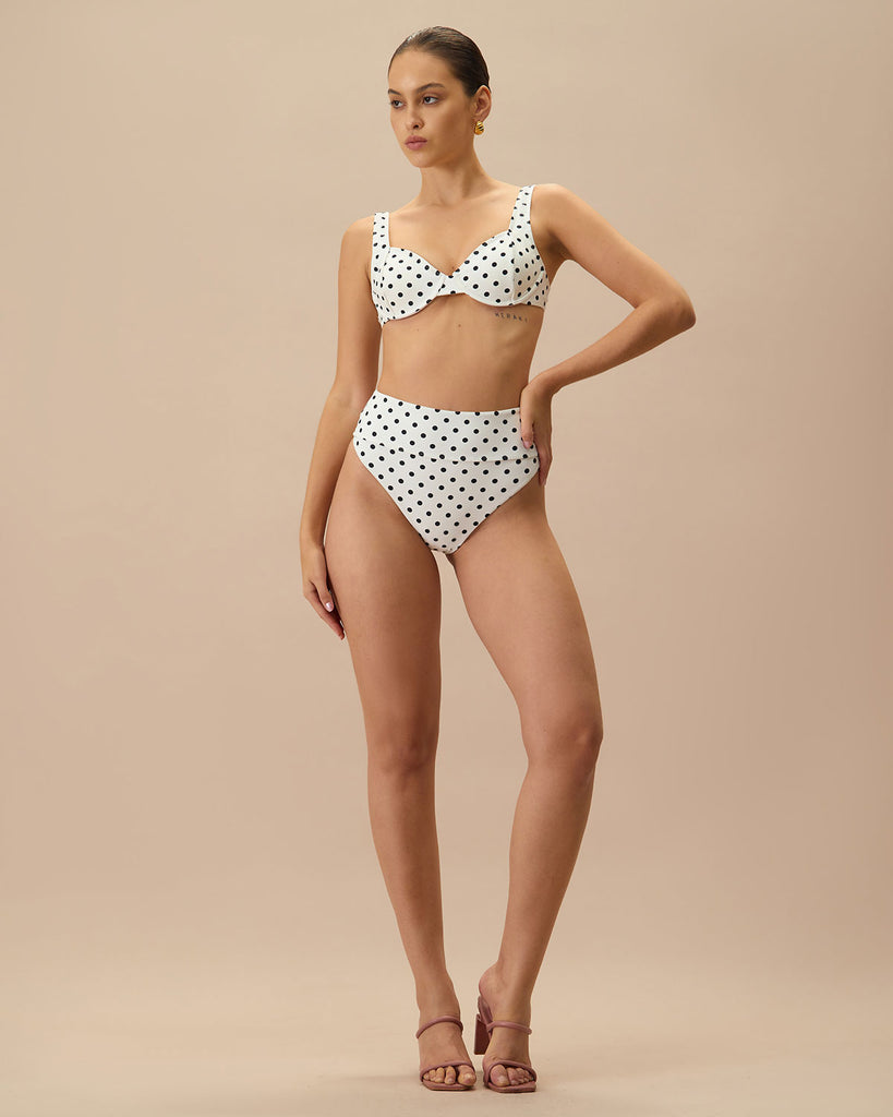 The Polka Dot High Waist Bikini Bottom Bikinis - RIHOAS