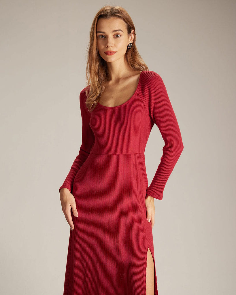 The Side Split Ribbed Dress Dresses - RIHOAS