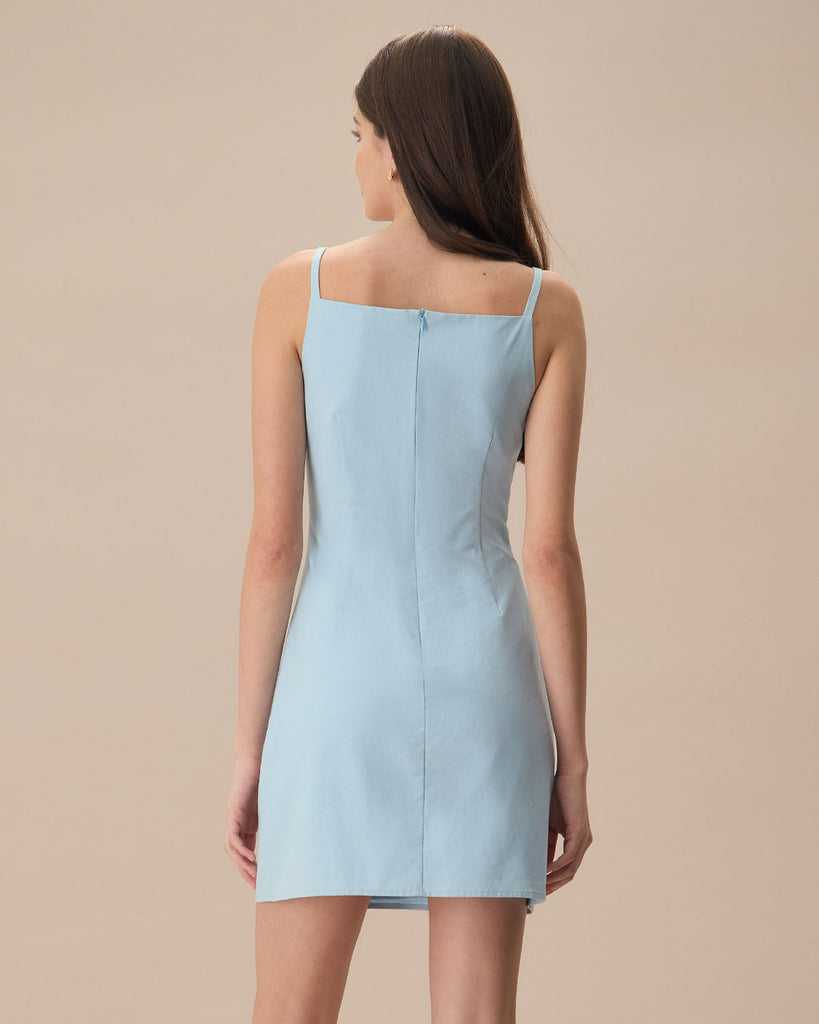 The Square Neck Linen Dress Dresses - RIHOAS