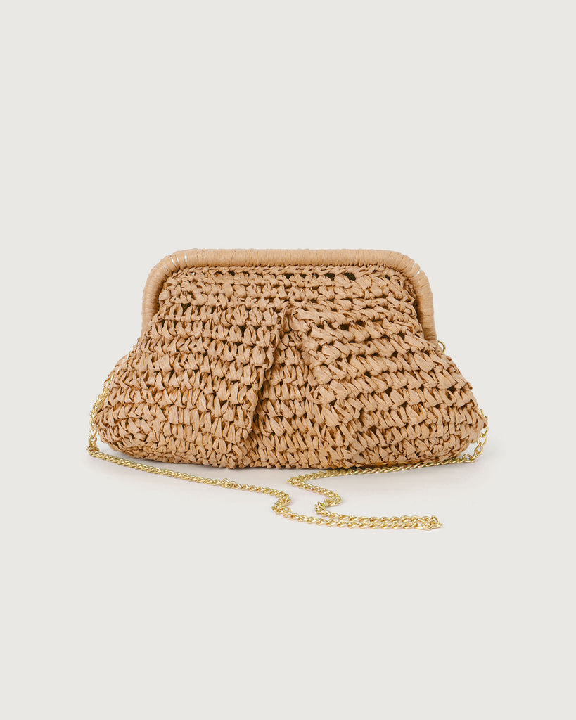 The Straw Clutch Bag Khaki Bags - RIHOAS