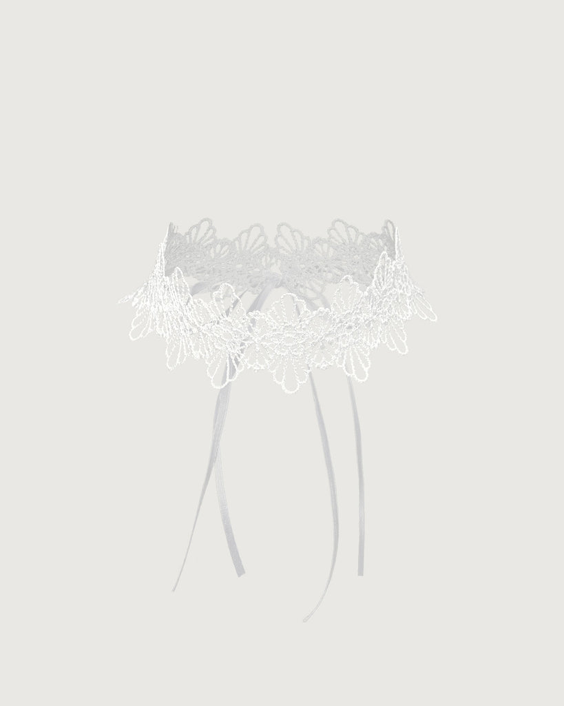 The White Lace Tie Choker Chokers - RIHOAS