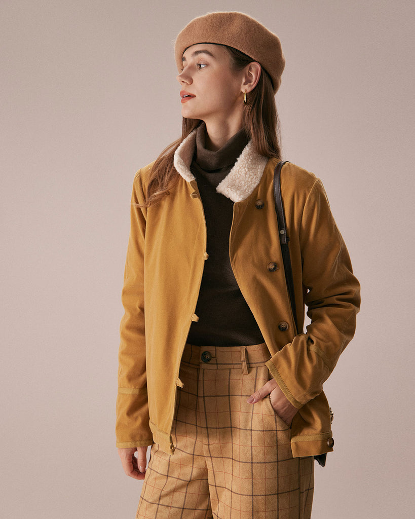 The Yellow Stand Collar Teddy Jacket Outerwear - RIHOAS