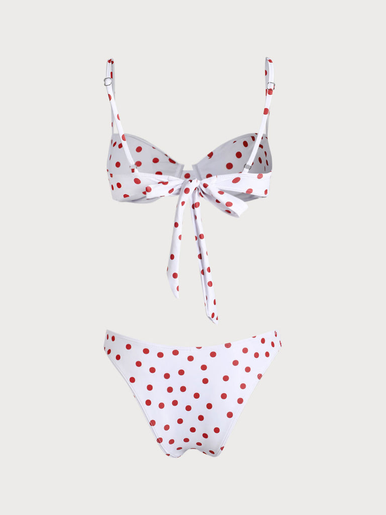 White Polka Dot Underwire Bikini Sets