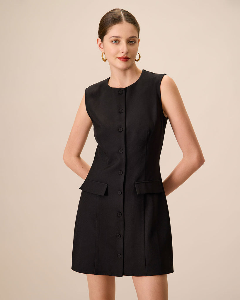 Women Woven Polyester Dresses Black Dresses - RIHOAS