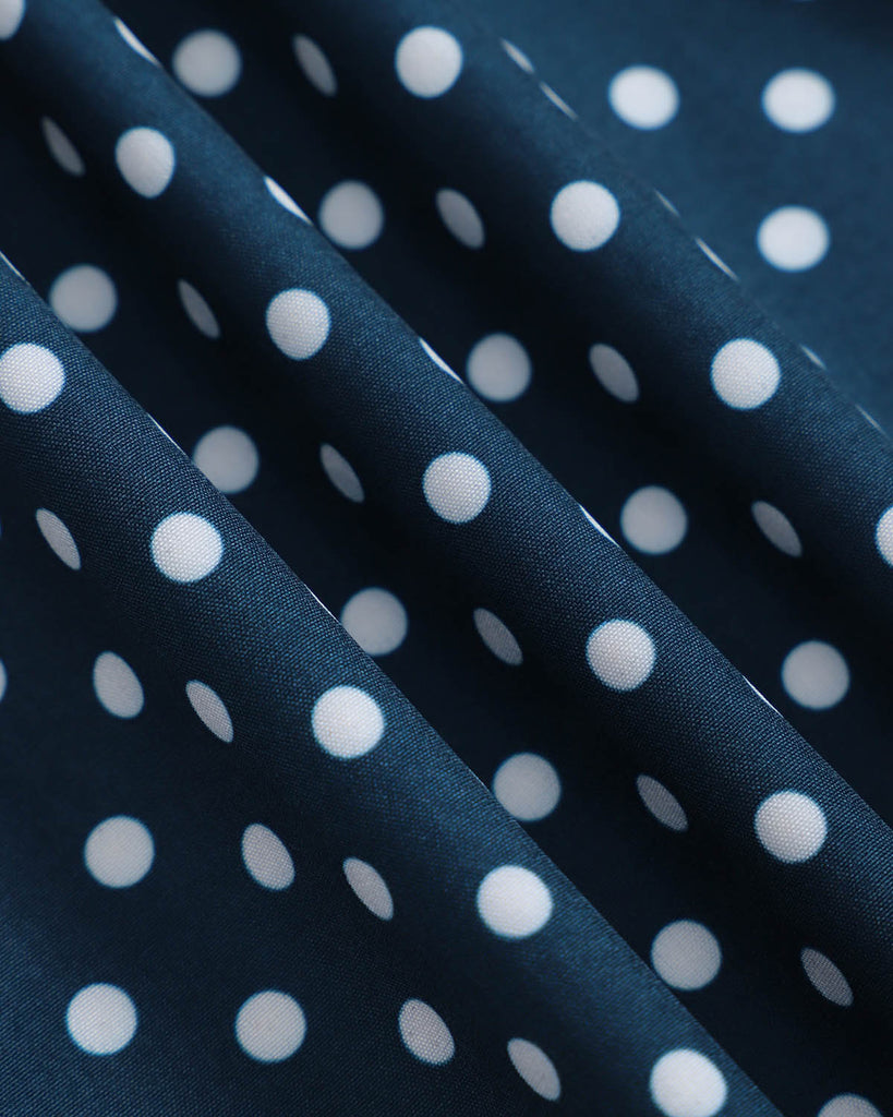 Women's Navy V-neck Polka Dot Mini Dress