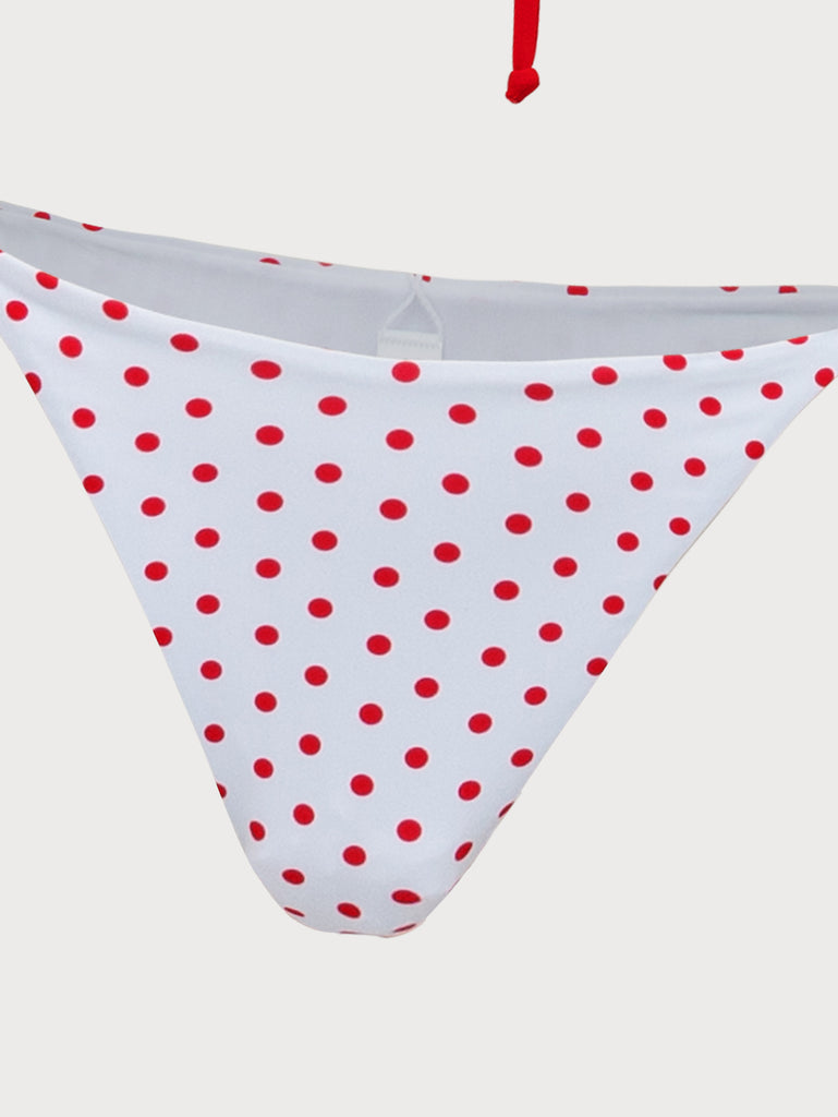 Red Polka Dot Drawstring Bikini Set