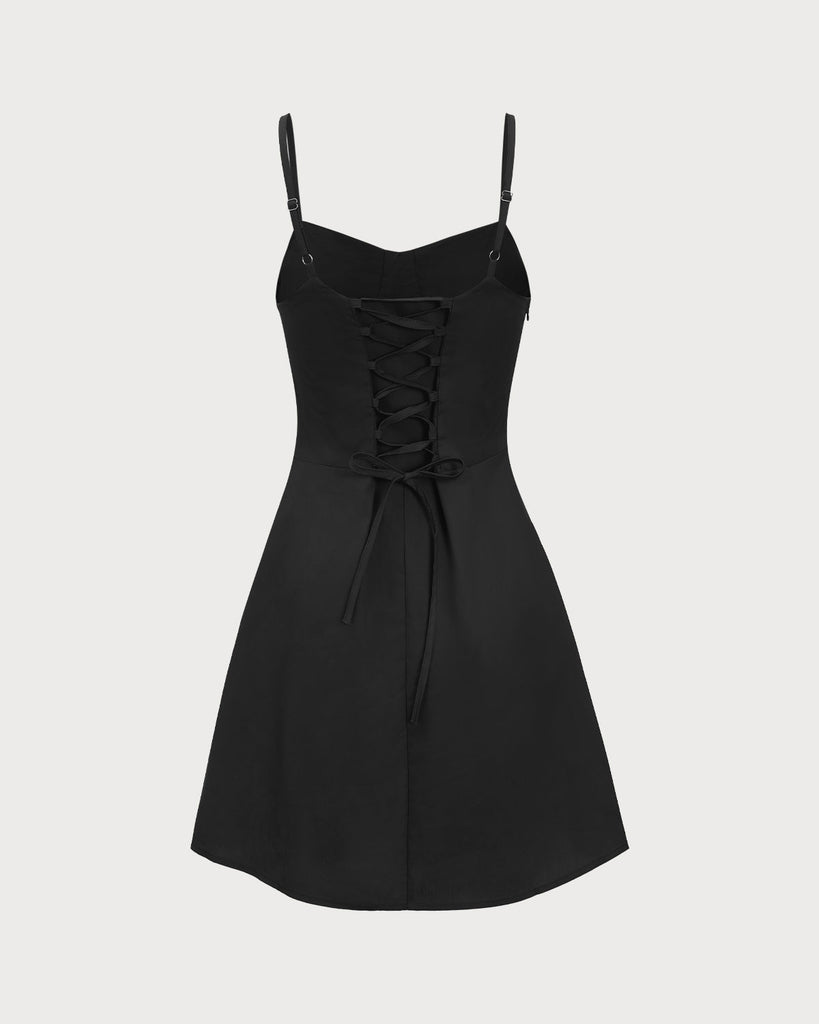 Black Ruched Slip Mini Dress