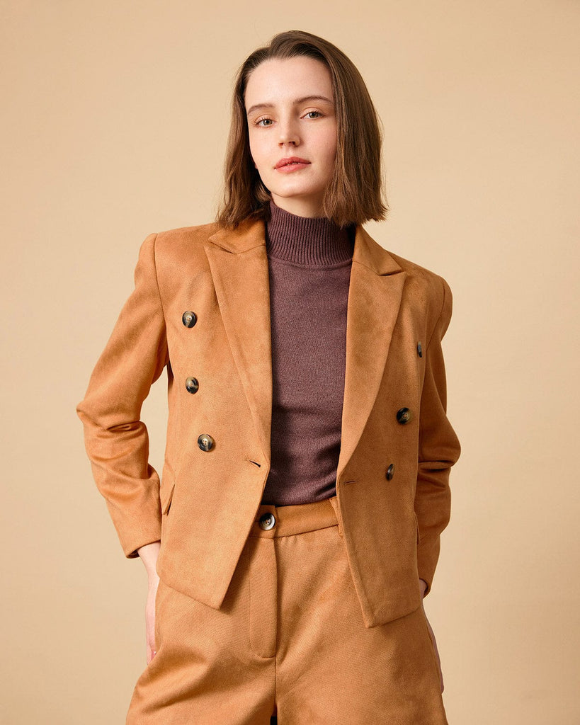 The Collared Buttons Suede Blazer - RIHOAS