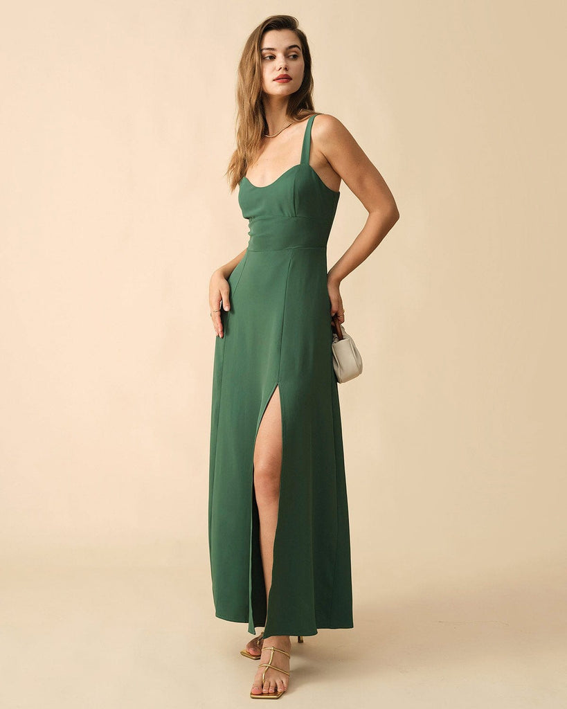 The Solid Color Side Slit Maxi Dress - RIHOAS