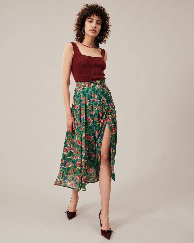 The Pleated Floral Skirt - RIHOAS