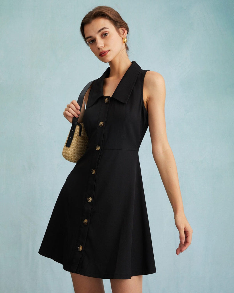 The Collared Sleeveless Shirt Dress Dresses - RIHOAS