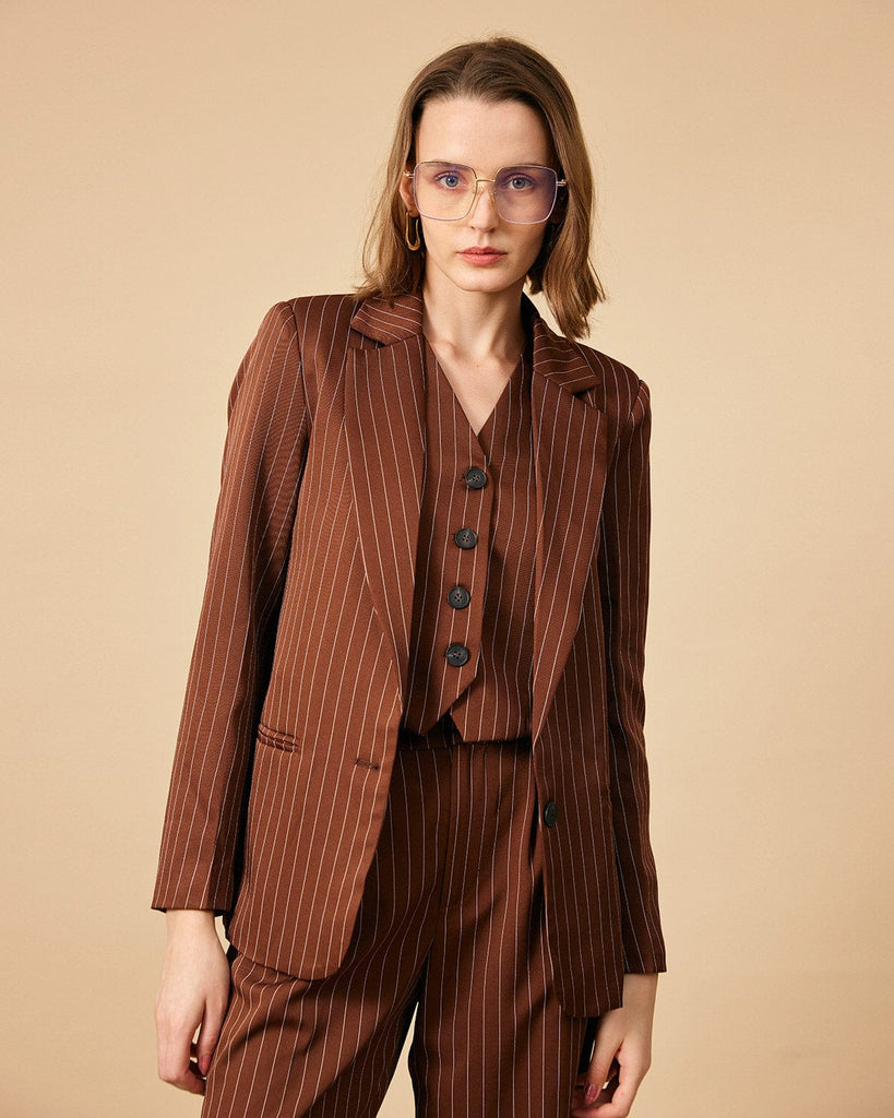 The Striped Single Button Blazer Outerwear - RIHOAS